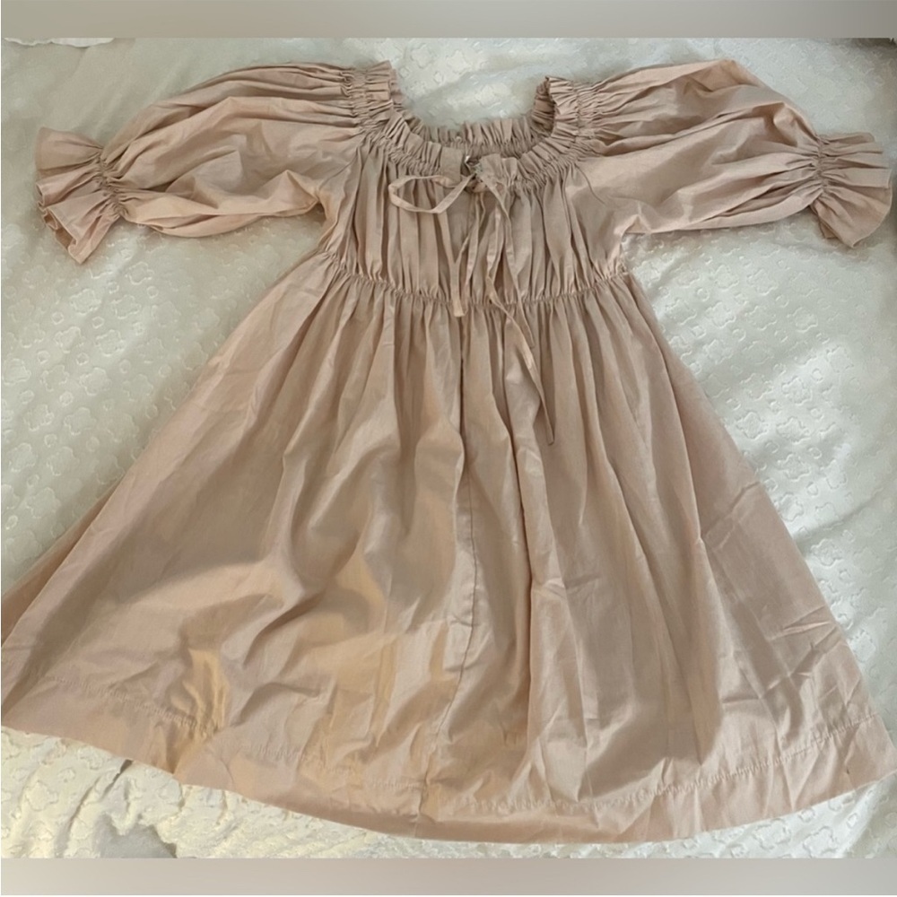 New NWT ELF Made By Hand Vacay Off Shoulder Cotton Mini Dress in ‘Cream’, Sz L - Picture 5 of 9